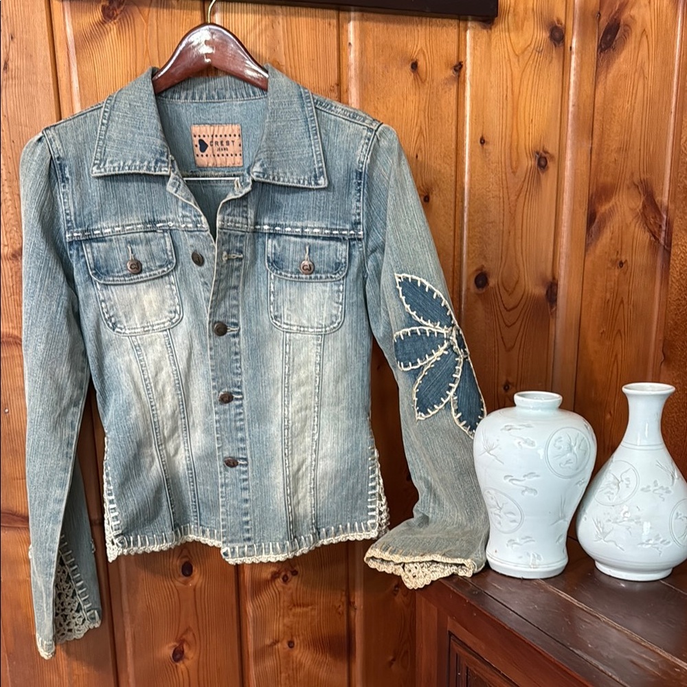 Denim Jacket with crocheted Trim